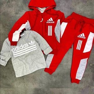 Red adidas 3 piece outfit